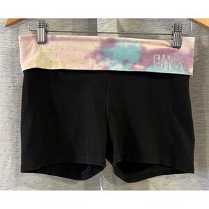 VS PINK VINTAGE Y2K FOLD‎ OVER YOGA BOOTY SHORTS S Bling Tie Dye 2013 HTF RARE